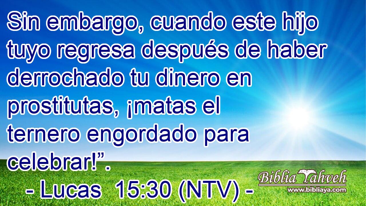 Sin embargo, cuando este hijo tuyo regresa después de haber derrochado tu dinero en prostitutas, ¡matas el ternero engordado para celebrar!”.