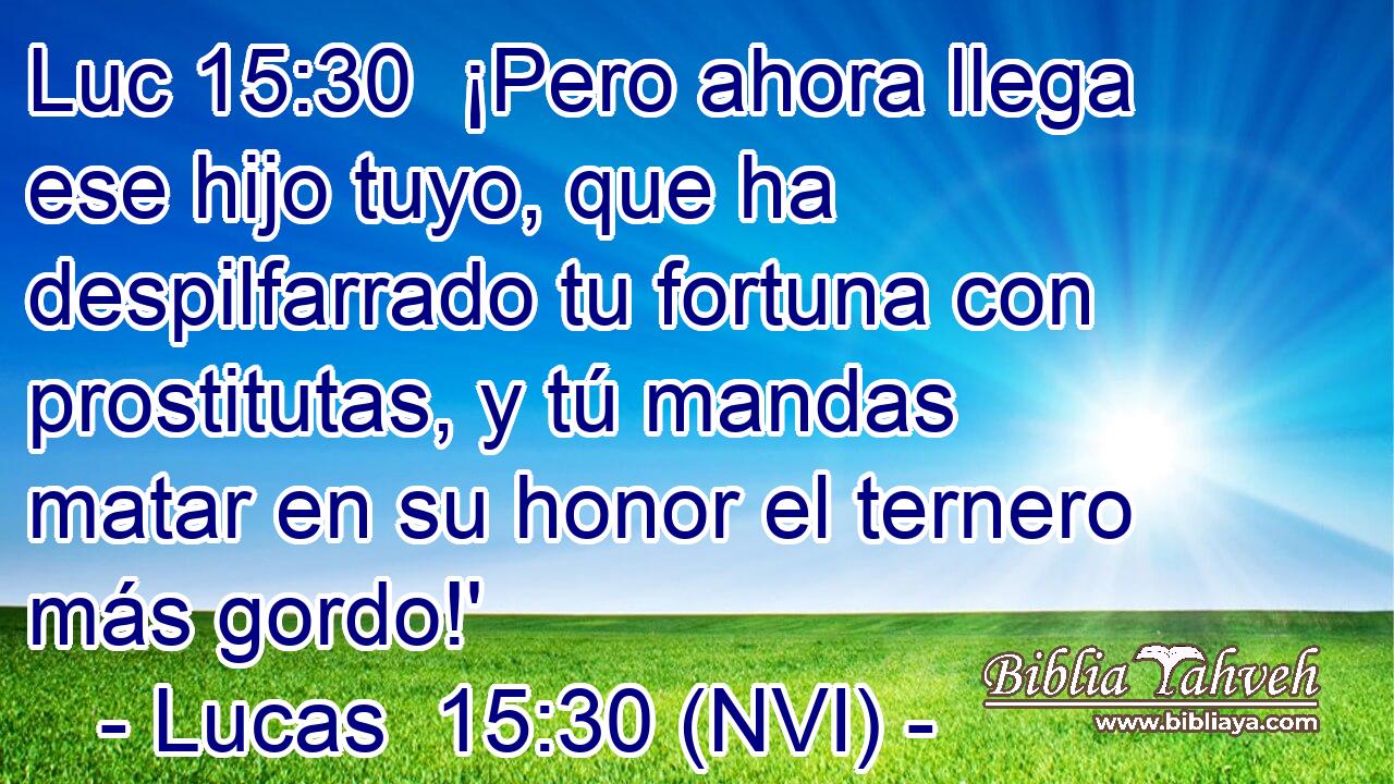 Luc 15:30  ¡Pero ahora llega ese hijo tuyo, que ha despilfarrado tu fortuna con prostitutas, y tú mandas matar en su honor el ternero más gordo!' 