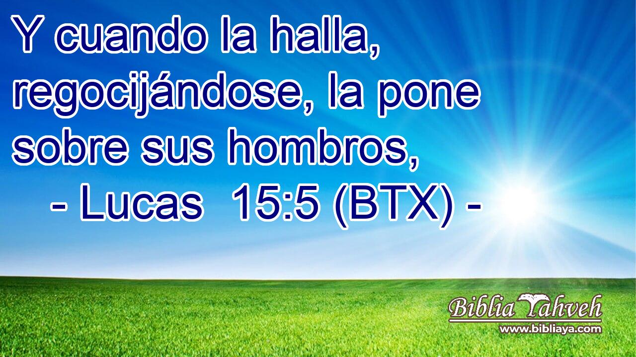 Y cuando la halla, regocijándose, la pone sobre sus hombros,