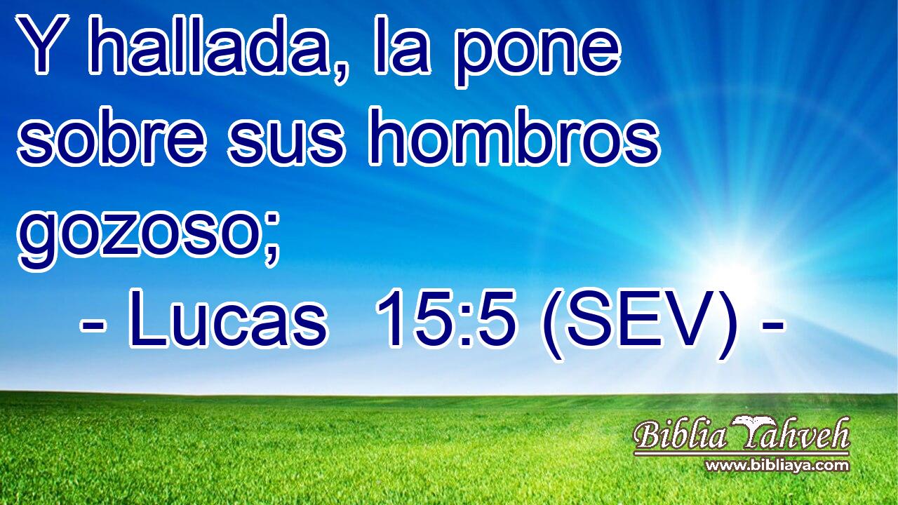 Y hallada, la pone sobre sus hombros gozoso;