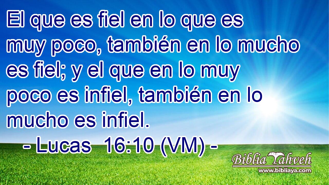  El que es fiel en lo que es muy poco, también en lo mucho es fiel; y el que en lo muy poco es infiel, también en lo mucho es infiel. 