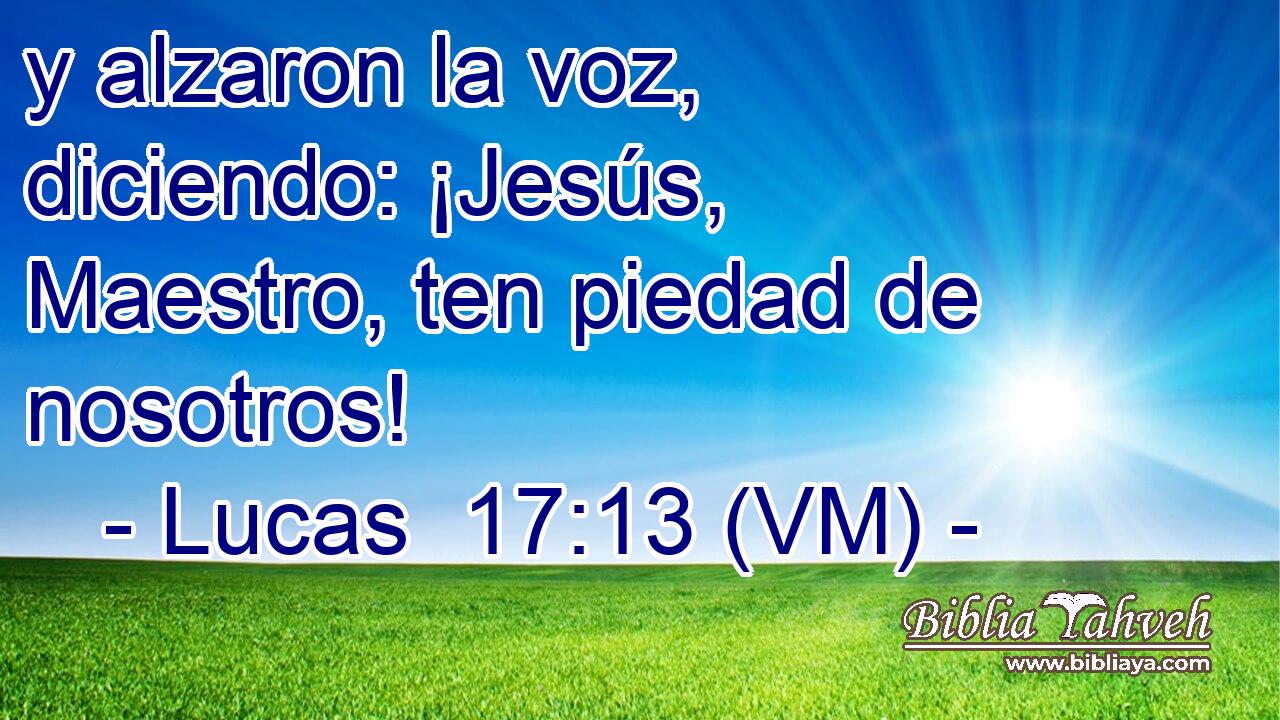  y alzaron la voz, diciendo: ¡Jesús, Maestro, ten piedad de nosotros! 