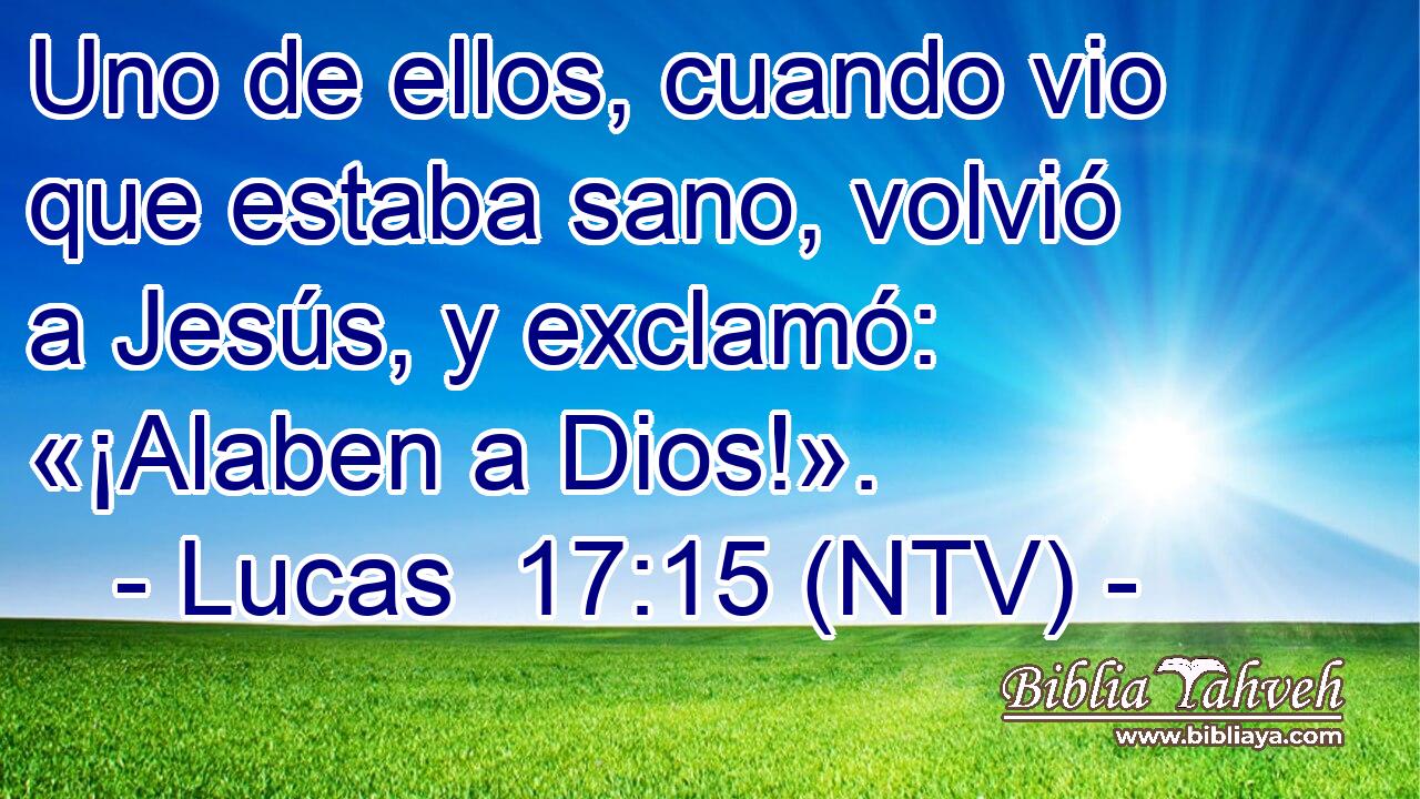 Uno de ellos, cuando vio que estaba sano, volvió a Jesús, y exclamó: «¡Alaben a Dios!».