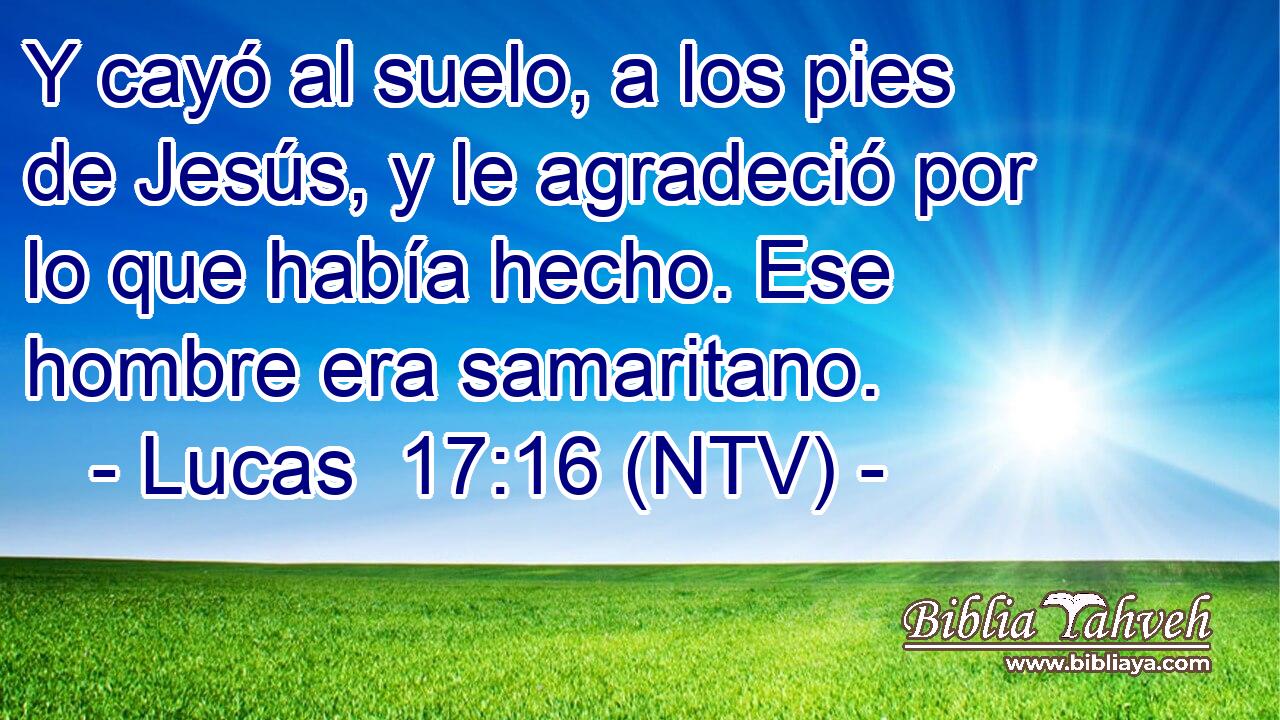 Y cayó al suelo, a los pies de Jesús, y le agradeció por lo que había hecho. Ese hombre era samaritano.