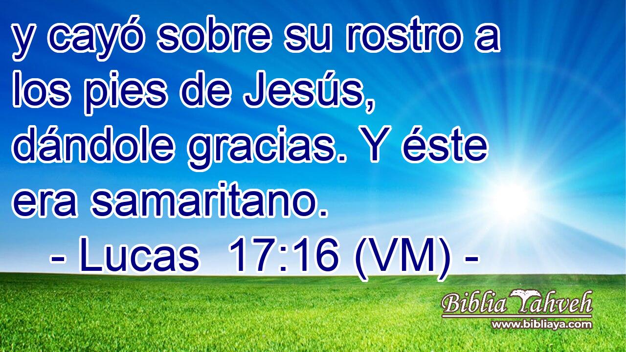  y cayó sobre su rostro a los pies de Jesús, dándole gracias. Y éste era samaritano. 