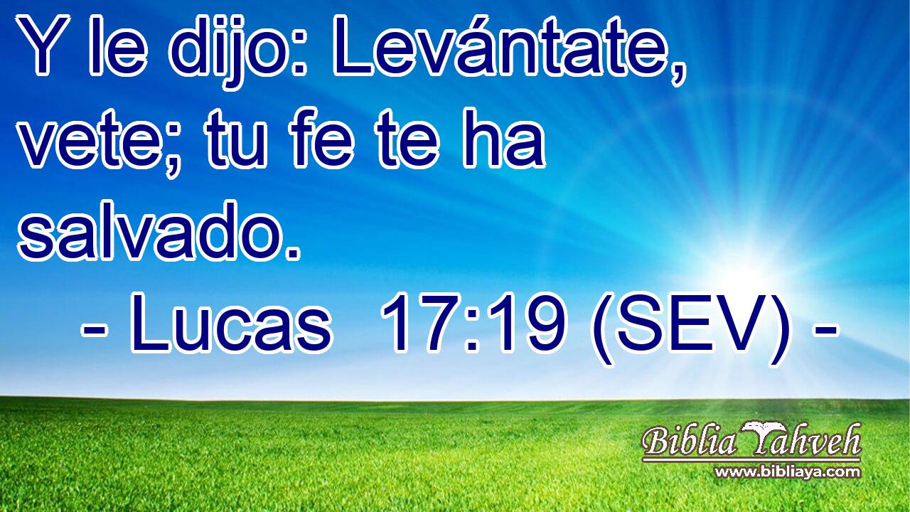 Y le dijo: Levántate, vete; tu fe te ha salvado.