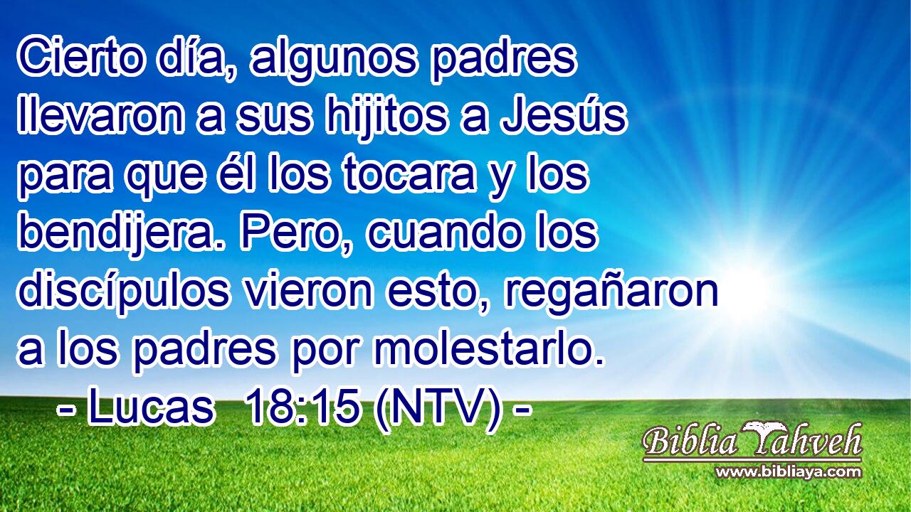 Cierto día, algunos padres llevaron a sus hijitos a Jesús para que él los tocara y los bendijera. Pero, cuando los discípulos vieron esto, regañaron a los padres por molestarlo.