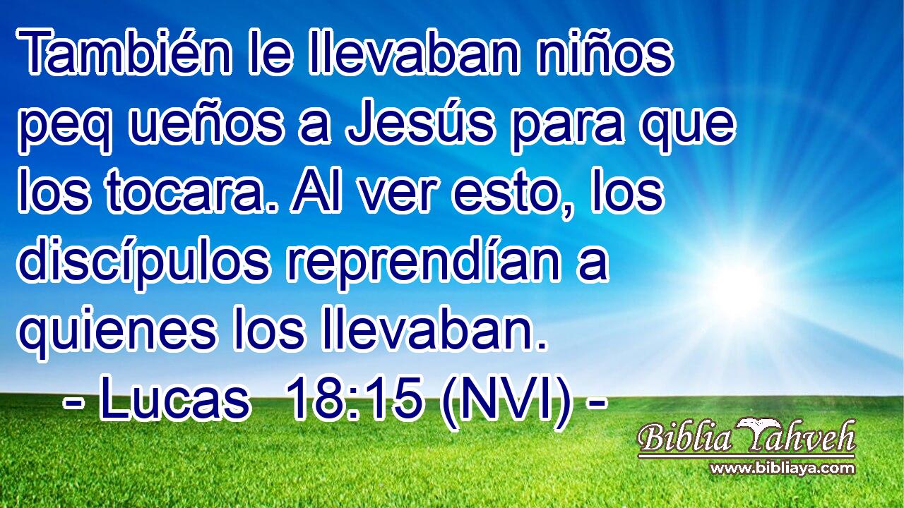  También le llevaban niños peq ueños a Jesús para que los tocara. Al ver esto, los discípulos reprendían a quienes los llevaban. 