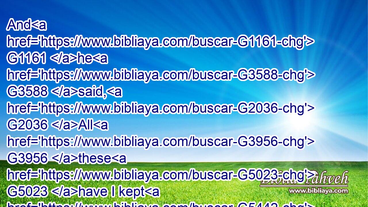 And G1161 he G3588 said, G2036 All G3956 these G5023 have I kept G5442 from G1537 my G3450 youth G3503 up.