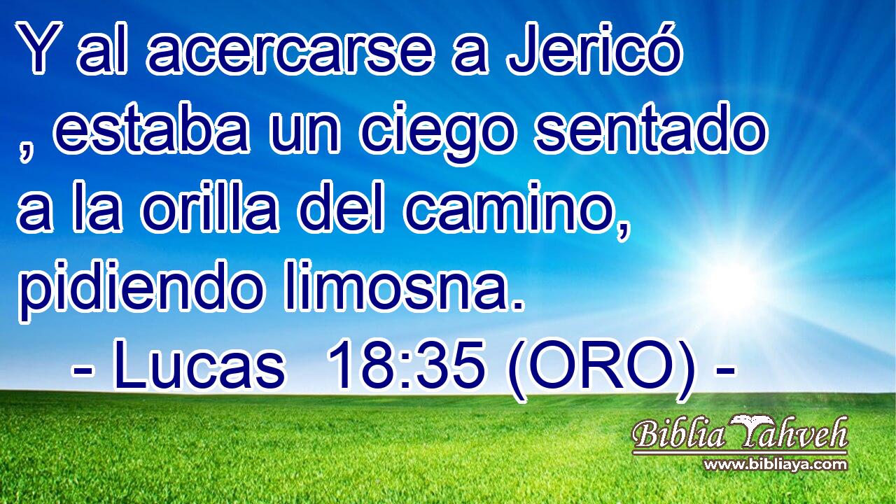  Y al acercarse a Jericó , estaba un ciego sentado a la orilla del camino, pidiendo limosna. 