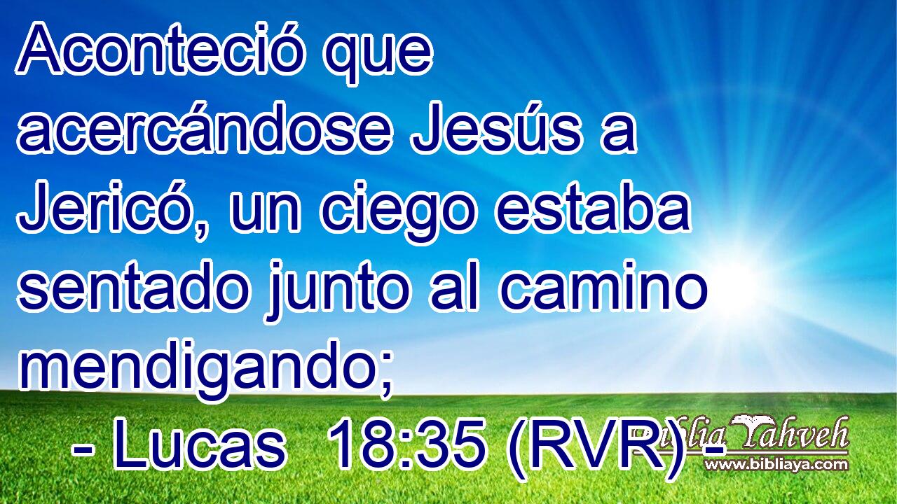 Aconteció que acercándose Jesús a Jericó, un ciego estaba sentado junto al camino mendigando;