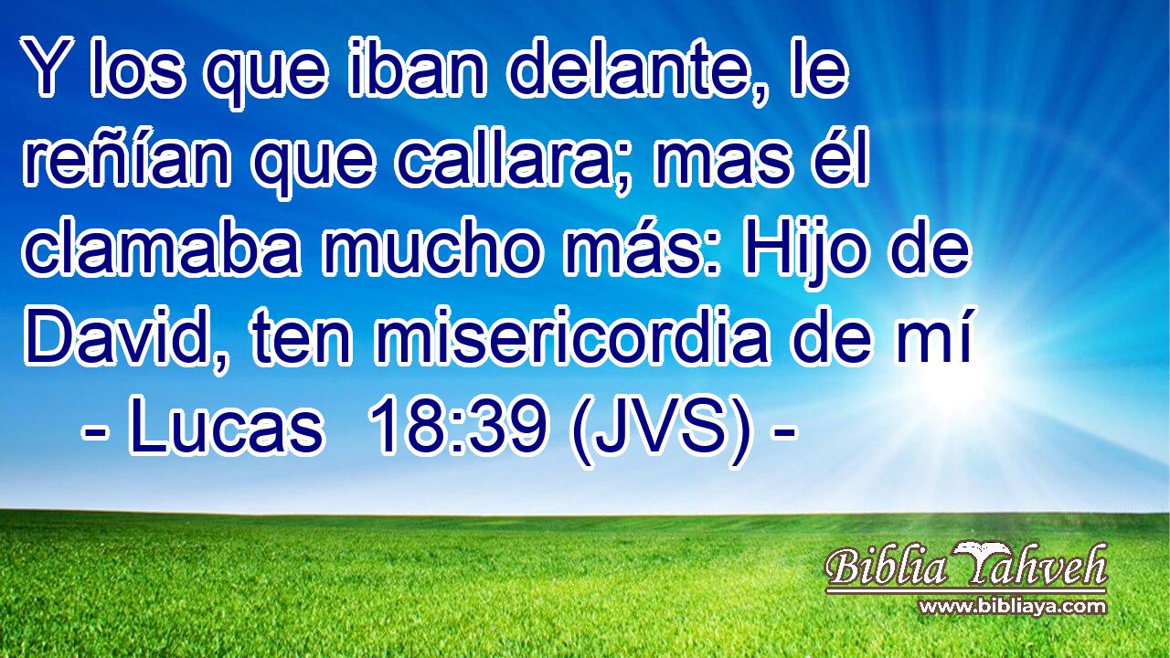 Y los que iban delante, le reñían que callara; mas él clamaba mucho más: Hijo de David, ten misericordia de mí