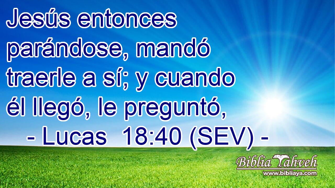 Jesús entonces parándose, mandó traerle a sí; y cuando él llegó, le preguntó,