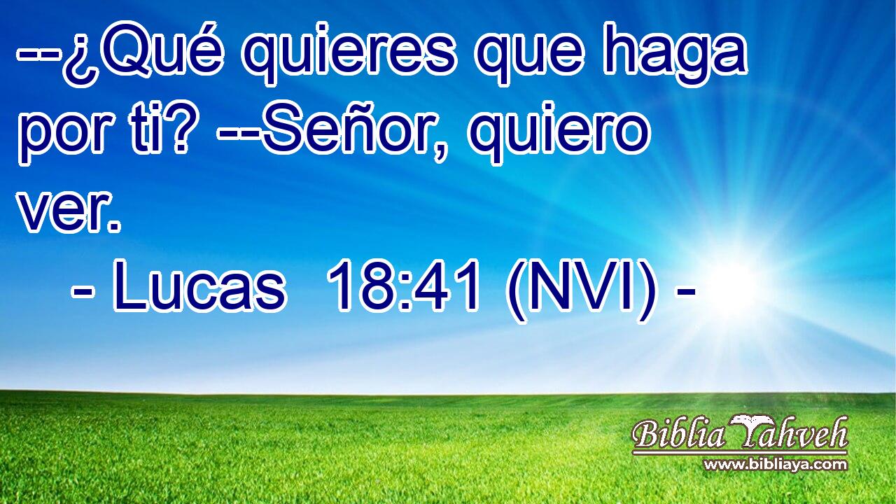  --¿Qué quieres que haga por ti? --Señor, quiero ver. 