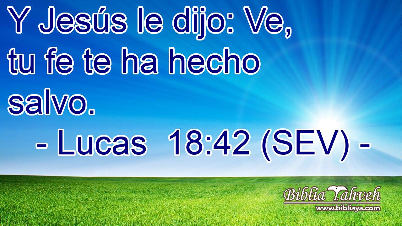 Y Jesús le dijo: Ve, tu fe te ha hecho salvo.