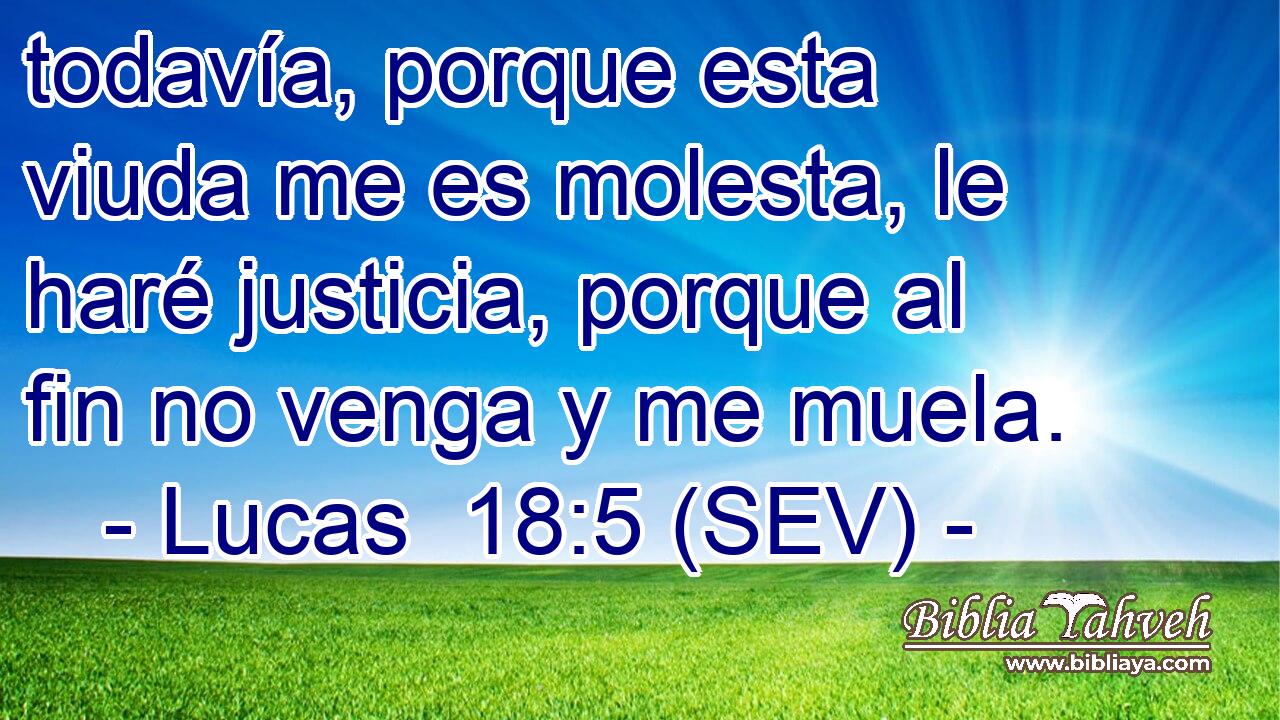 todavía, porque esta viuda me es molesta, le haré justicia, porque al fin no venga y me muela.