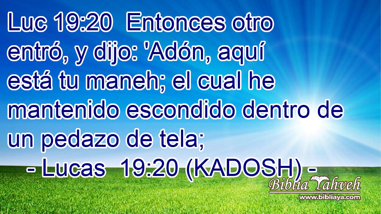  Entonces otro entró, y dijo: 'Adón, aquí está tu maneh; el cual he mantenido escondido dentro de un pedazo de tela; 