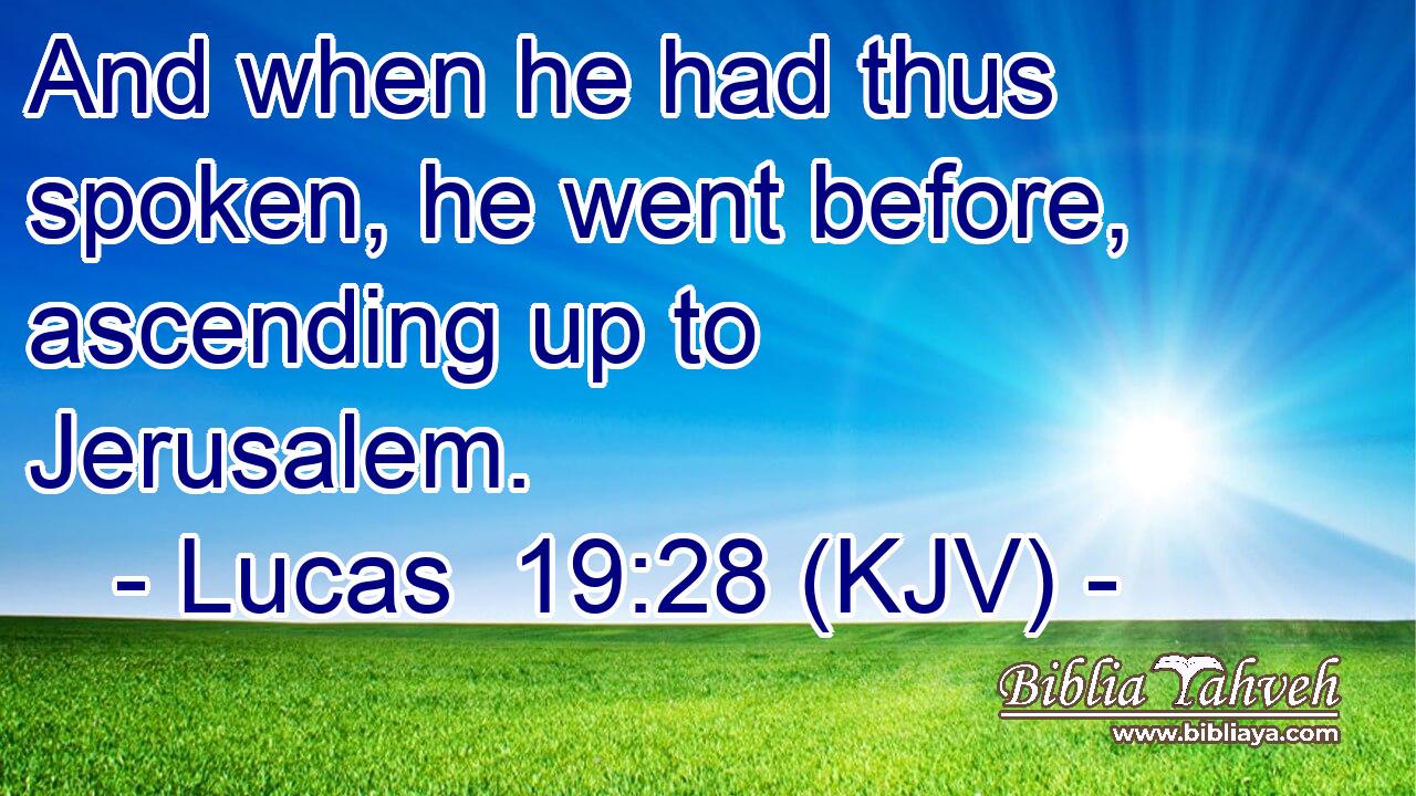 And when he had thus spoken, he went before, ascending up to Jerusalem.