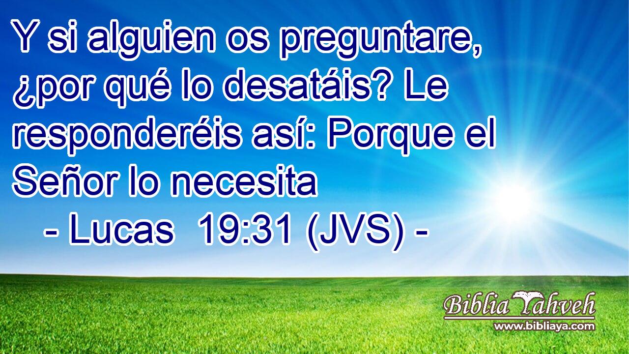 Y si alguien os preguntare, ¿por qué lo desatáis? Le responderéis así: Porque el Señor lo necesita