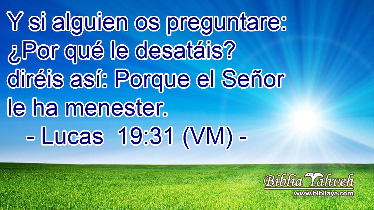  Y si alguien os preguntare: ¿Por qué le desatáis? diréis así: Porque el Señor le ha menester. 