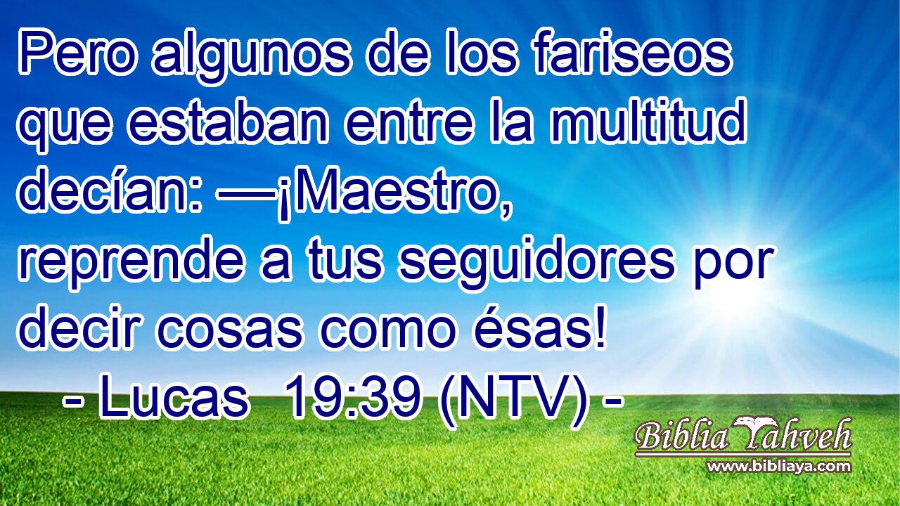 Pero algunos de los fariseos que estaban entre la multitud decían: —¡Maestro, reprende a tus seguidores por decir cosas como ésas!