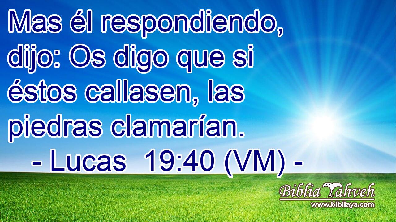  Mas él respondiendo, dijo: Os digo que si éstos callasen, las piedras clamarían. 