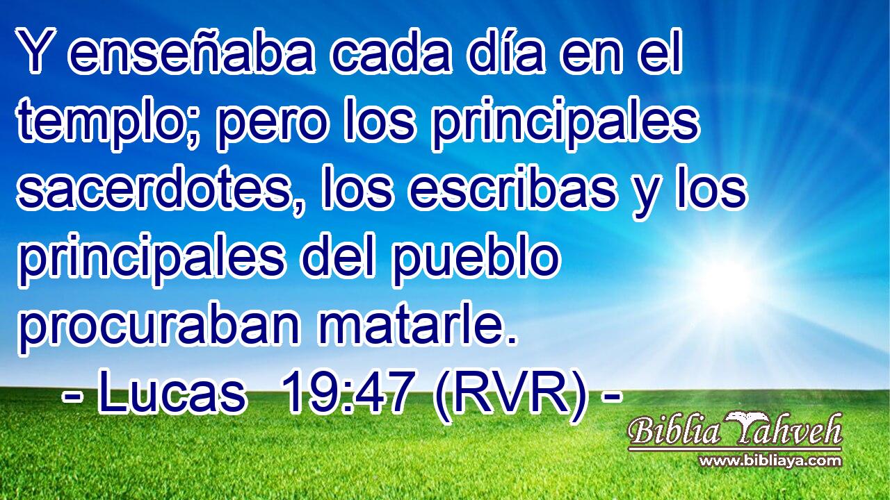 Y enseñaba cada día en el templo; pero los principales sacerdotes, los escribas y los principales del pueblo procuraban matarle.