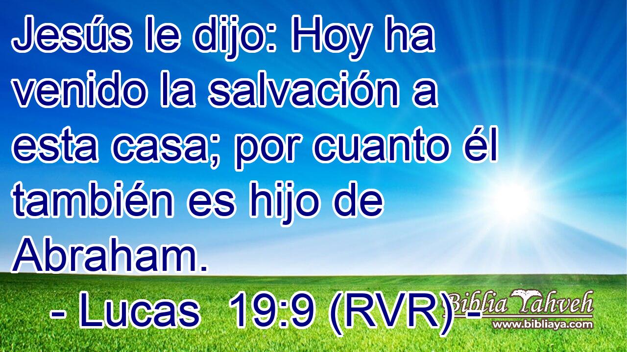 Jesús le dijo: Hoy ha venido la salvación a esta casa; por cuanto él también es hijo de Abraham.