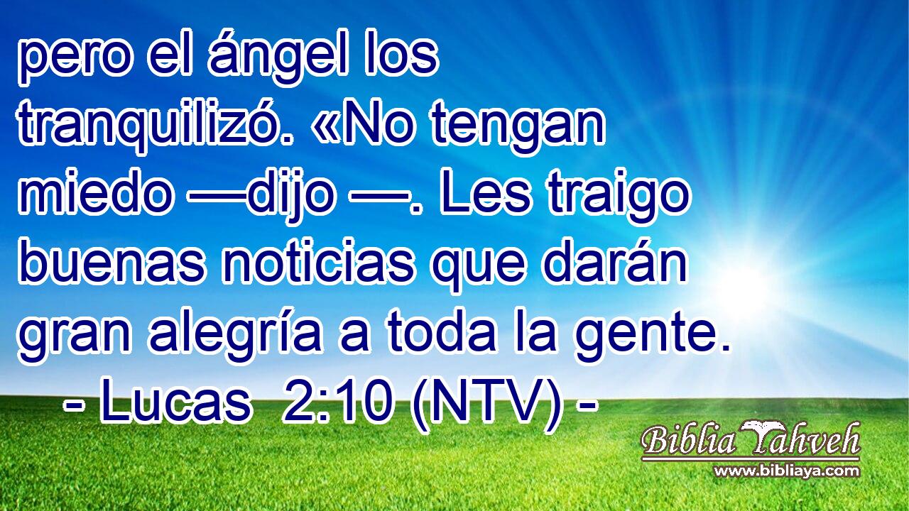 pero el ángel los tranquilizó. «No tengan miedo —dijo —. Les traigo buenas noticias que darán gran alegría a toda la gente.