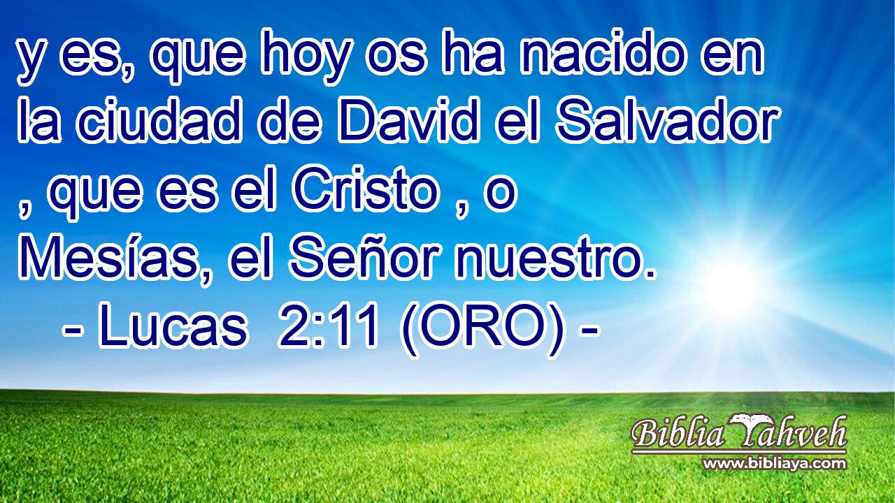  y es, que hoy os ha nacido en la ciudad de David el Salvador , que es el Cristo , o Mesías, el Señor nuestro. 