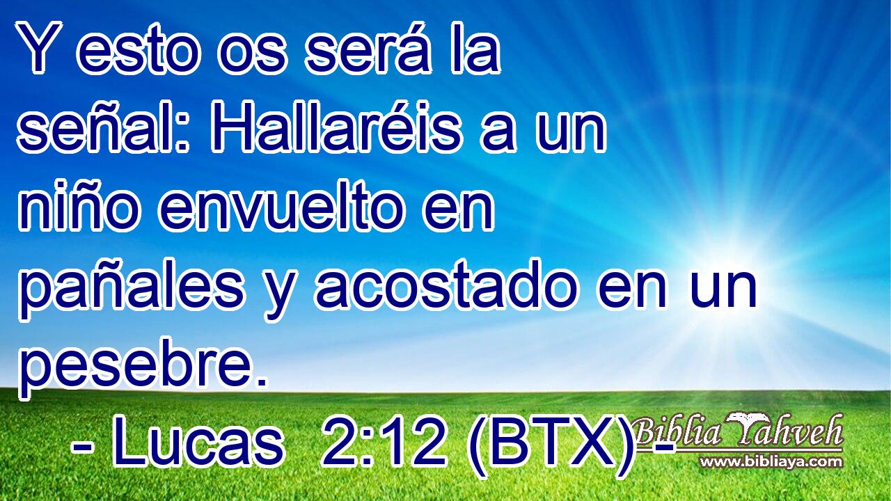 Y esto os será la señal: Hallaréis a un niño envuelto en pañales y acostado en un pesebre.