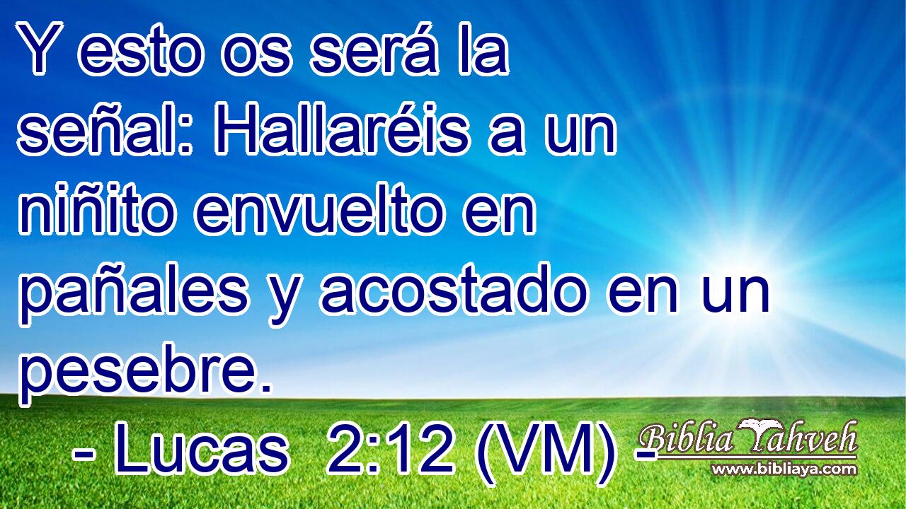  Y esto os será la señal: Hallaréis a un niñito envuelto en pañales y acostado en un pesebre. 