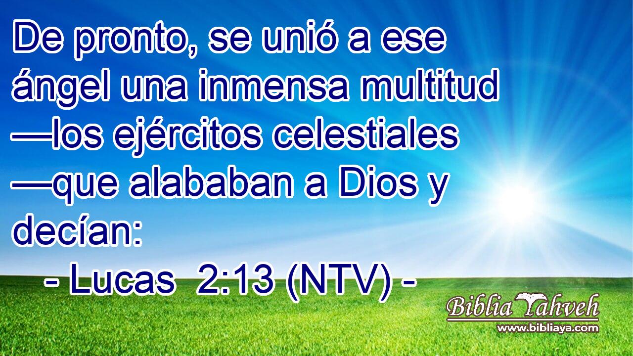 De pronto, se unió a ese ángel una inmensa multitud —los ejércitos celestiales —que alababan a Dios y decían: