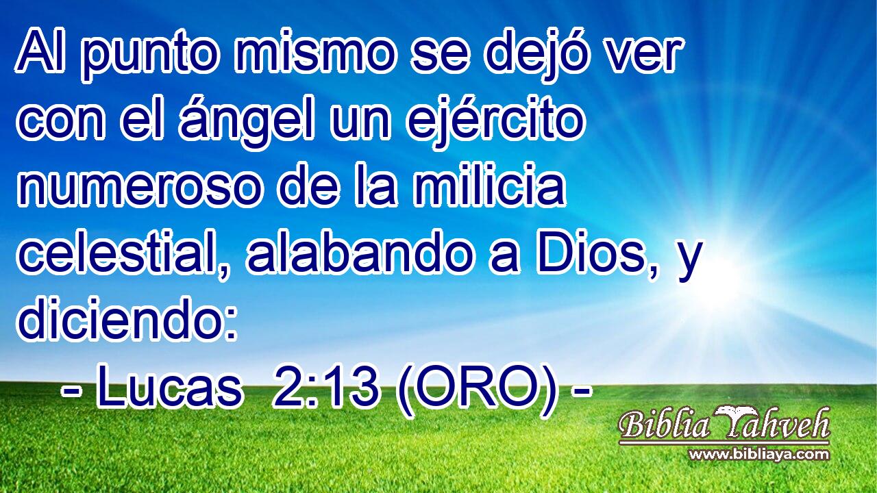  Al punto mismo se dejó ver con el ángel un ejército numeroso de la milicia celestial, alabando a Dios, y diciendo: 