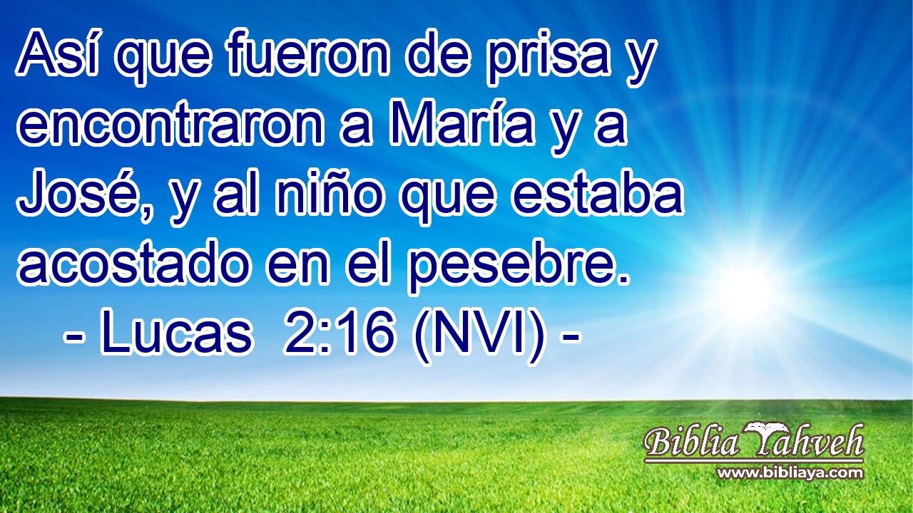  Así que fueron de prisa y encontraron a María y a José, y al niño que estaba acostado en el pesebre. 