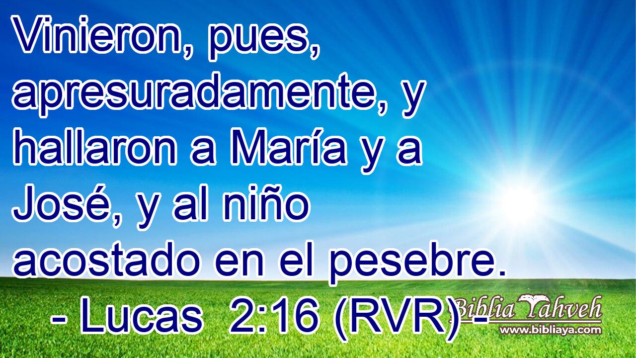 Vinieron, pues, apresuradamente, y hallaron a María y a José, y al niño acostado en el pesebre.