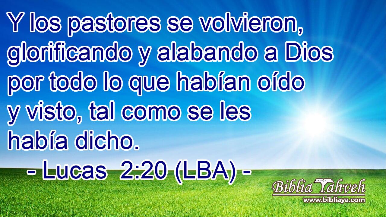 Y los pastores se volvieron, glorificando y alabando a Dios por todo lo que habían oído y visto, tal como se les había dicho.