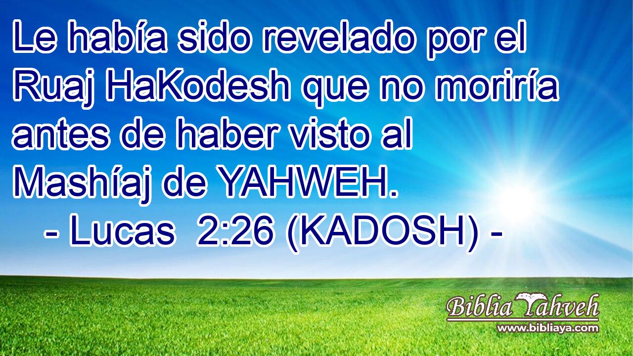 Le había sido revelado por el Ruaj HaKodesh que no moriría antes de haber visto al Mashíaj de YAHWEH. 