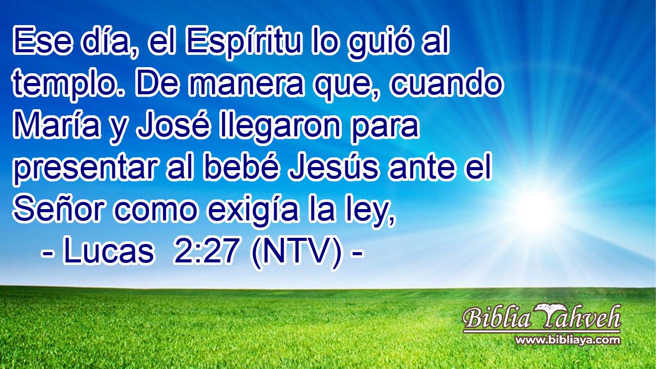 Ese día, el Espíritu lo guió al templo. De manera que, cuando María y José llegaron para presentar al bebé Jesús ante el Señor como exigía la ley,