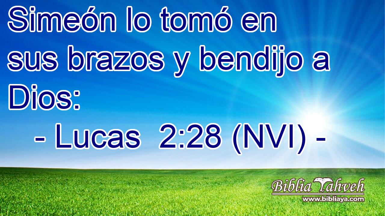  Simeón lo tomó en sus brazos y bendijo a Dios: 