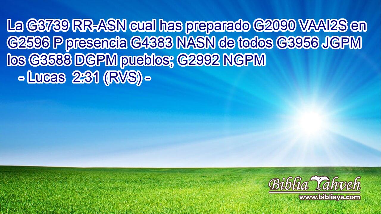 La G3739 RR-ASN cual has preparado G2090 VAAI2S en G2596 P presencia G4383 NASN de todos G3956 JGPM los G3588 DGPM pueblos; G2992 NGPM 