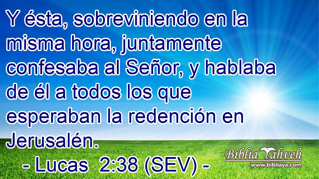 Y ésta, sobreviniendo en la misma hora, juntamente confesaba al Señor, y hablaba de él a todos los que esperaban la redención en Jerusalén.