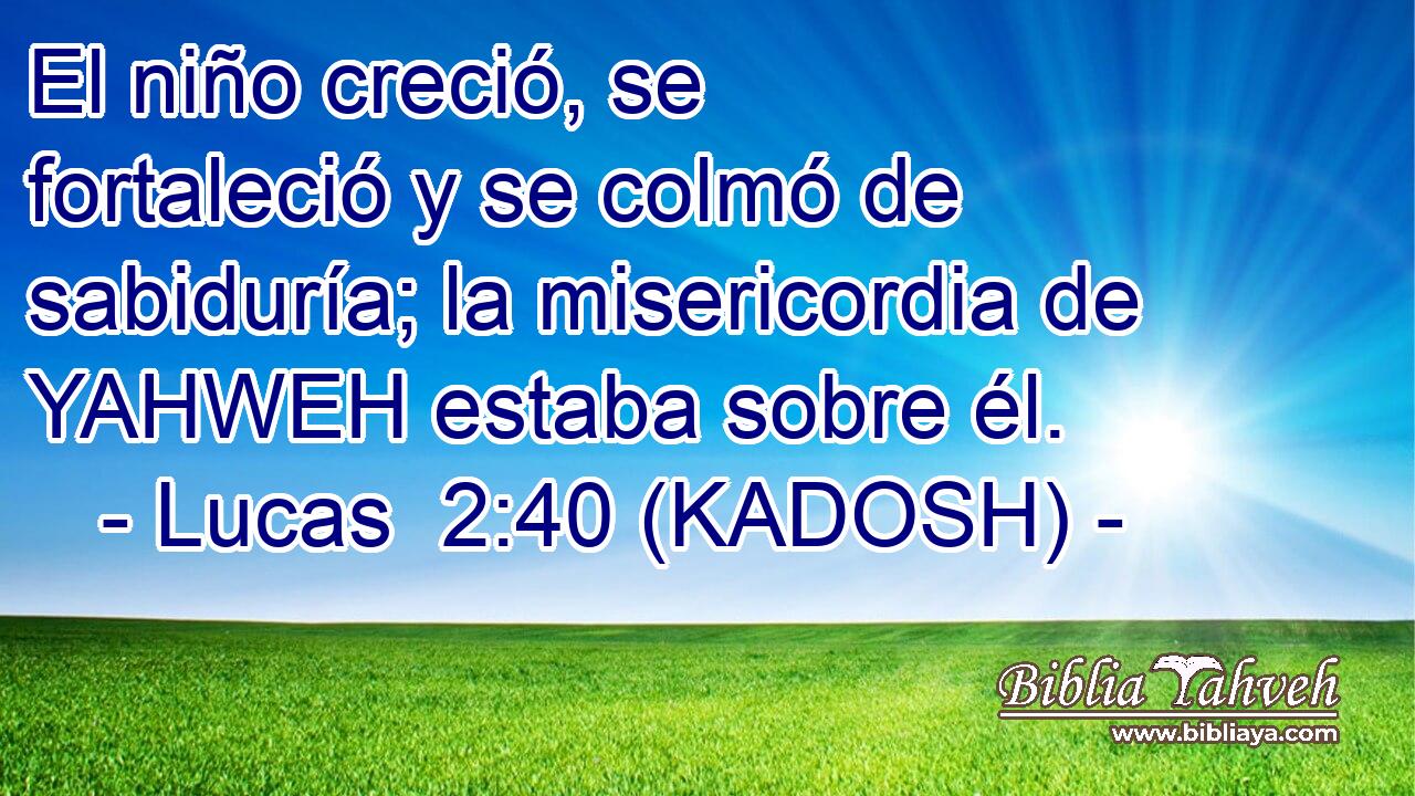  El niño creció, se fortaleció y se colmó de sabiduría; la misericordia de YAHWEH estaba sobre él. 