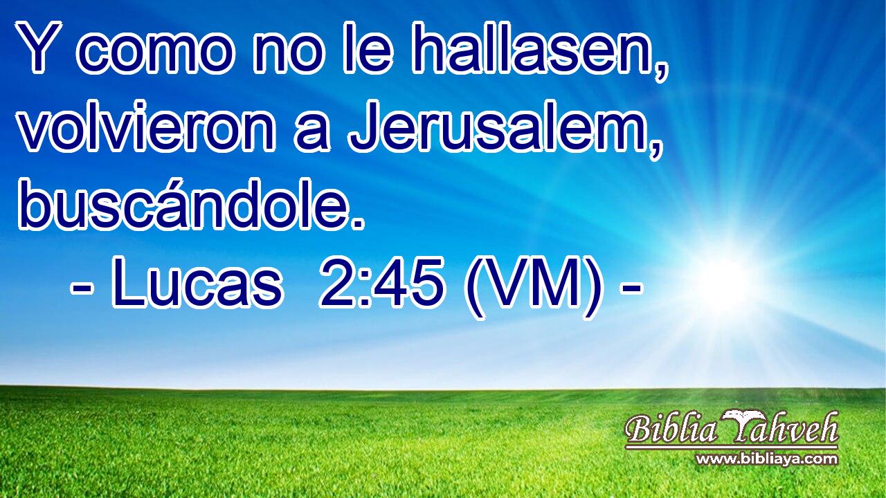  Y como no le hallasen, volvieron a Jerusalem, buscándole. 