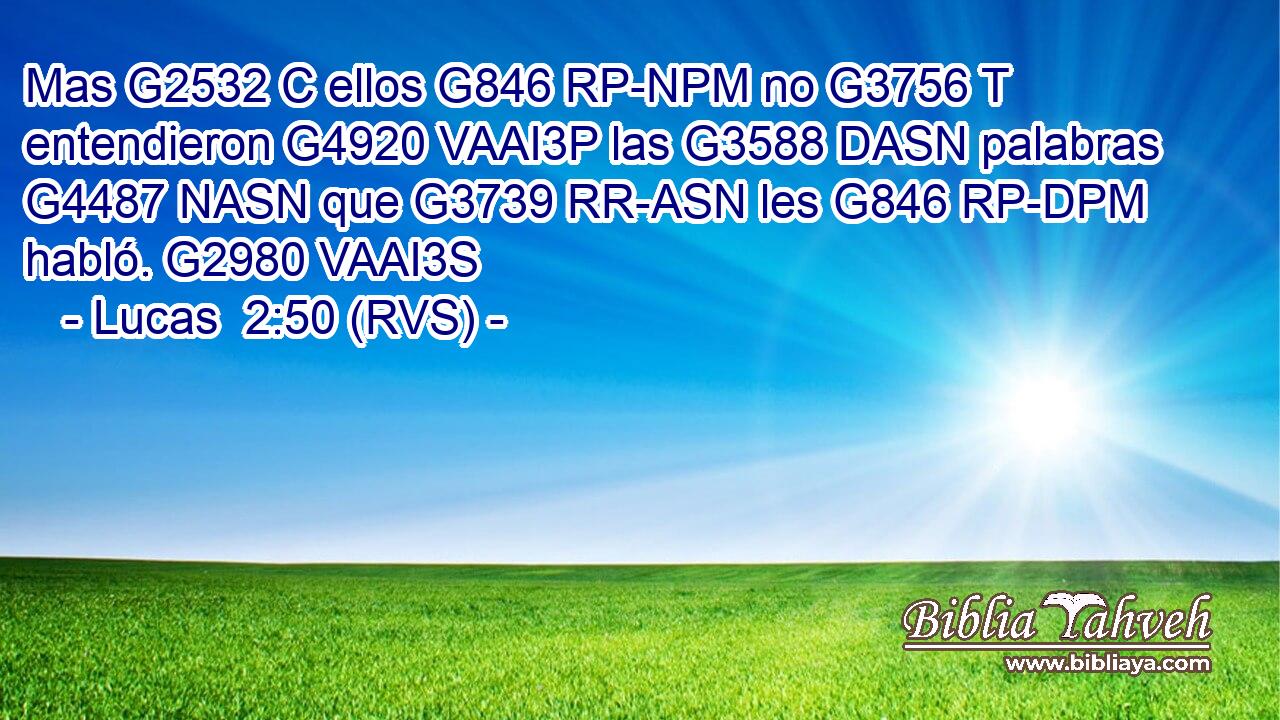 Mas G2532 C ellos G846 RP-NPM no G3756 T entendieron G4920 VAAI3P las G3588 DASN palabras G4487 NASN que G3739 RR-ASN les G846 RP-DPM habló. G2980 VAAI3S 