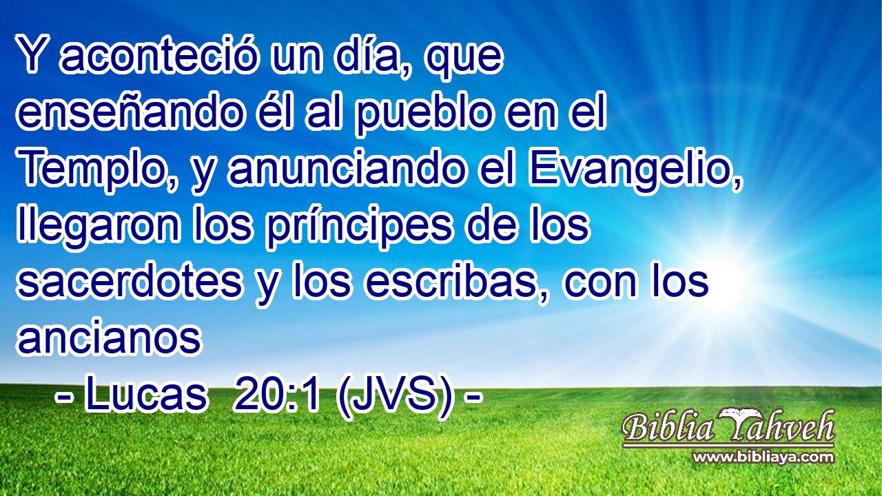 Y aconteció un día, que enseñando él al pueblo en el Templo, y anunciando el Evangelio, llegaron los príncipes de los sacerdotes y los escribas, con los ancianos
