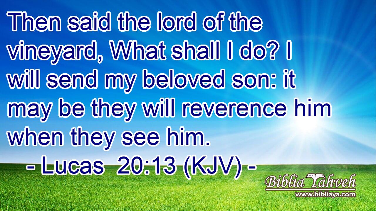 Then said the lord of the vineyard, What shall I do? I will send my beloved son: it may be they will reverence him when they see him.