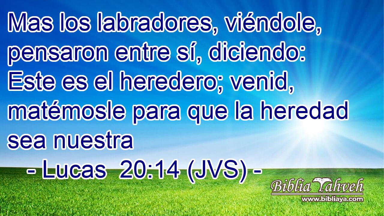 Mas los labradores, viéndole, pensaron entre sí, diciendo: Este es el heredero; venid, matémosle para que la heredad sea nuestra