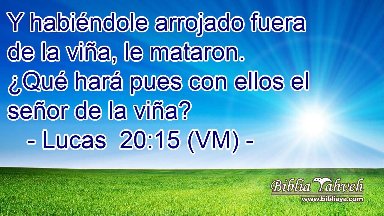  Y habiéndole arrojado fuera de la viña, le mataron. ¿Qué hará pues con ellos el señor de la viña? 