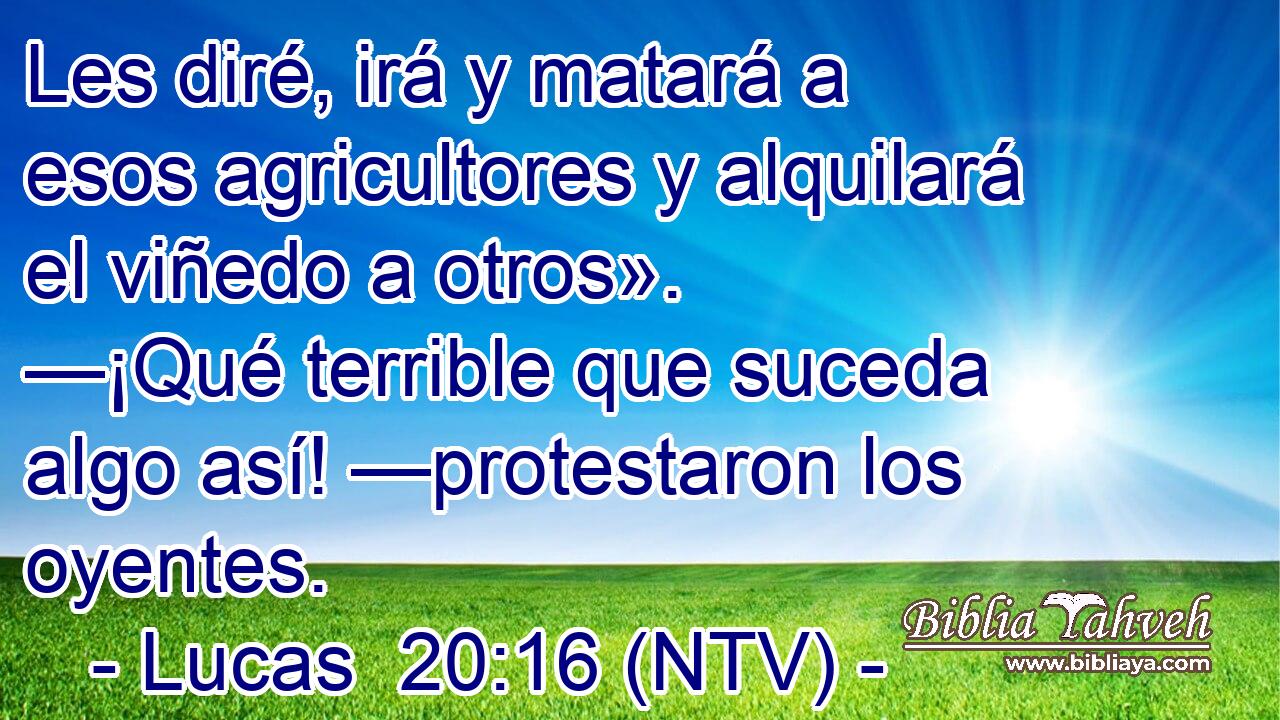 Les diré, irá y matará a esos agricultores y alquilará el viñedo a otros». —¡Qué terrible que suceda algo así! —protestaron los oyentes.